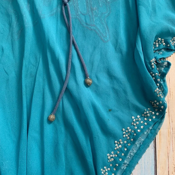 Beautiful vintage silk butterfly tunic top sheer flowy - Picture 2 of 8